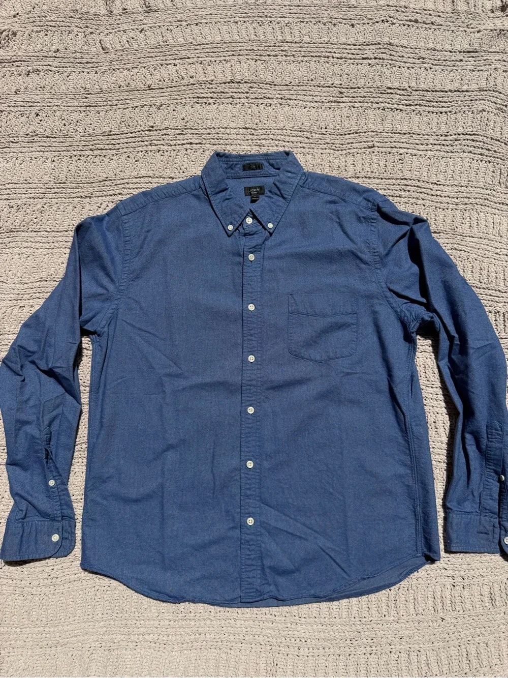 J. Crew Men's Oxford Long-Sleeve Button-Down Shirt in Deep Blue, Slim Fit